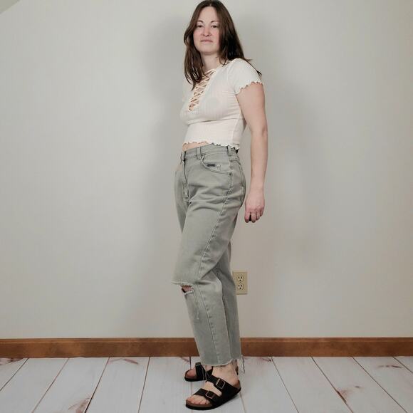 Urban Outfitters Project Social T Lace Up Baby Tee Cream XS - Picture 2 of 9